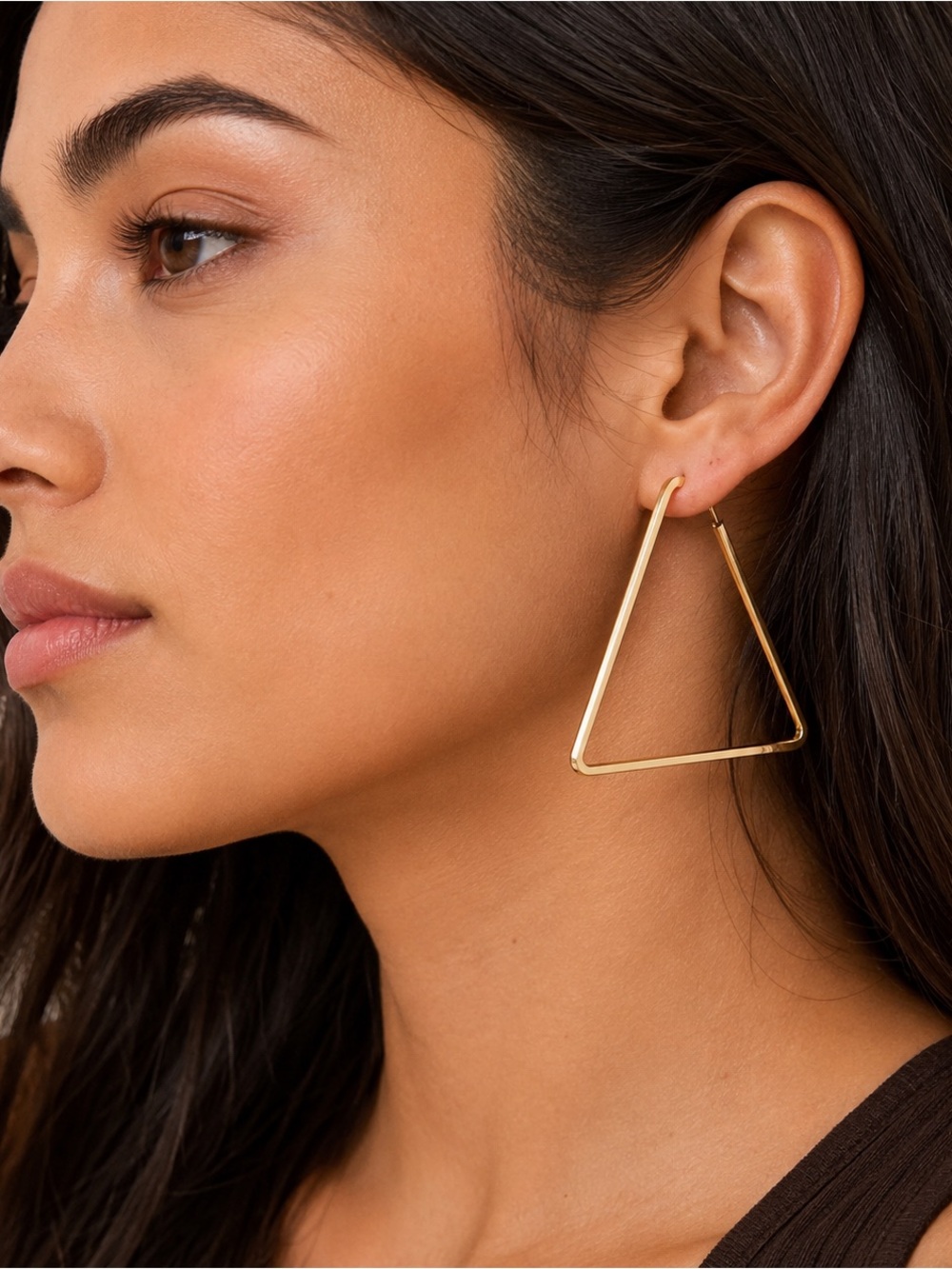 18k gold plated triangle hoop earrings